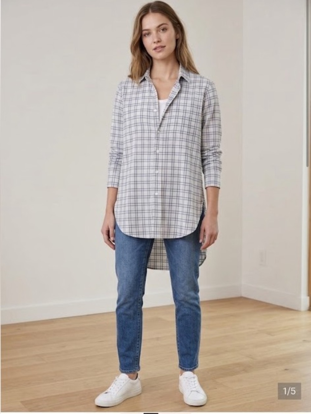 Frank & Eileen / Blue grey checked plaid Cotton Button Down Shirt Size small s